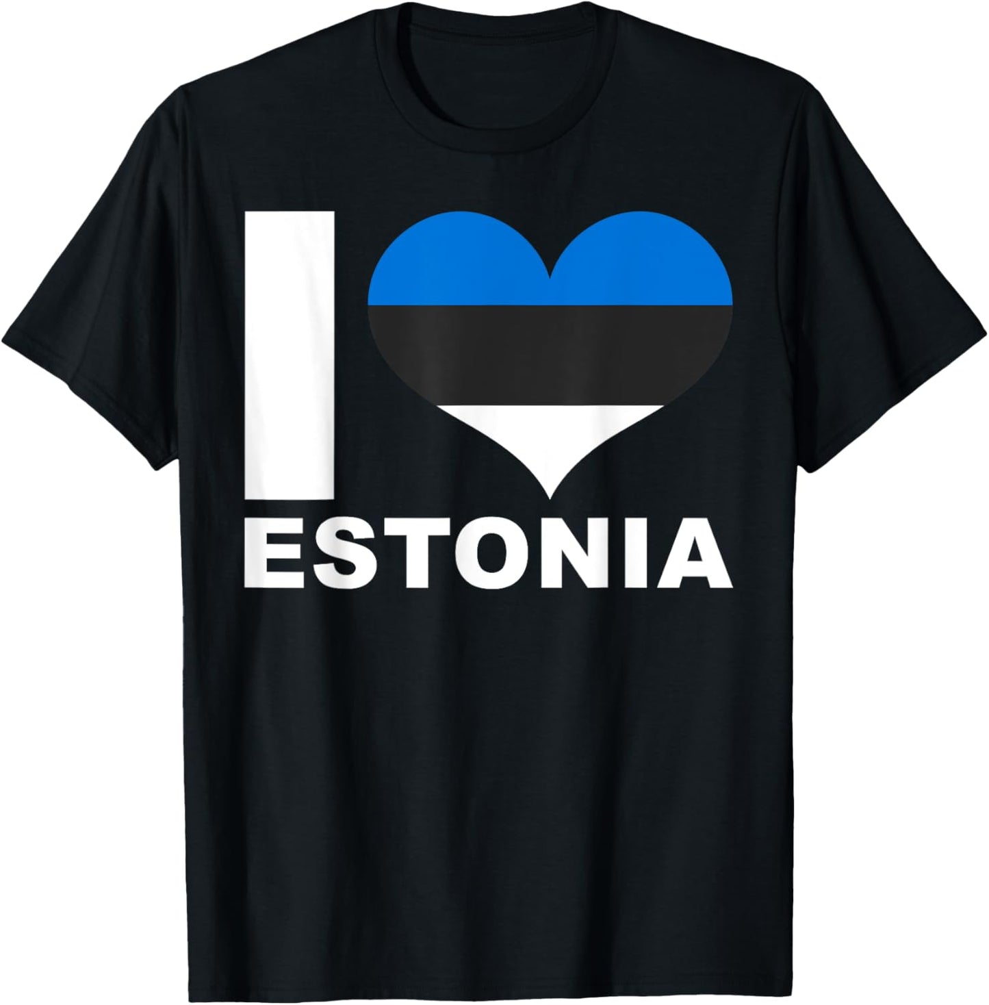 I Love Estonia - Heart Flag Estonia T-Shirt - T-Shirt | Black