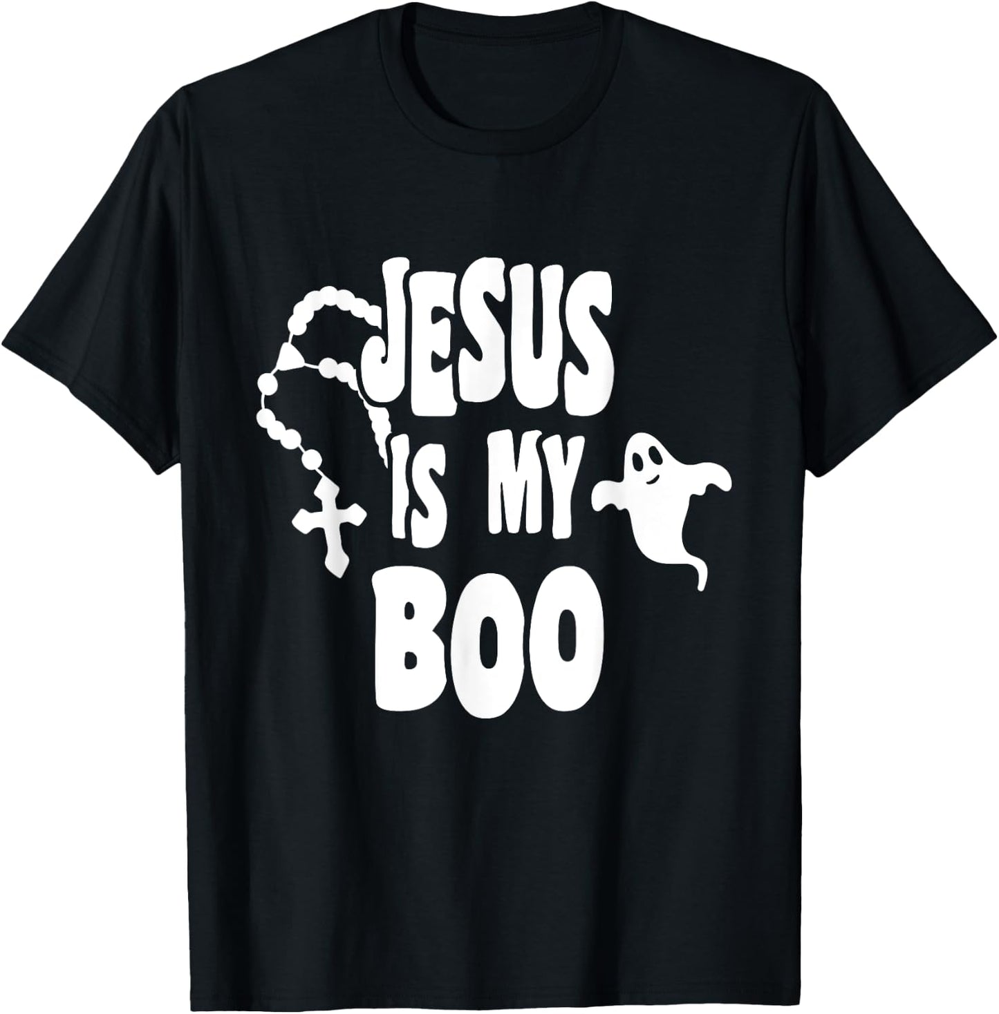 Jesus Is My Boo Ghost Christian Funny Halloween Retro Groovy T-Shirt - T-Shirt | Black