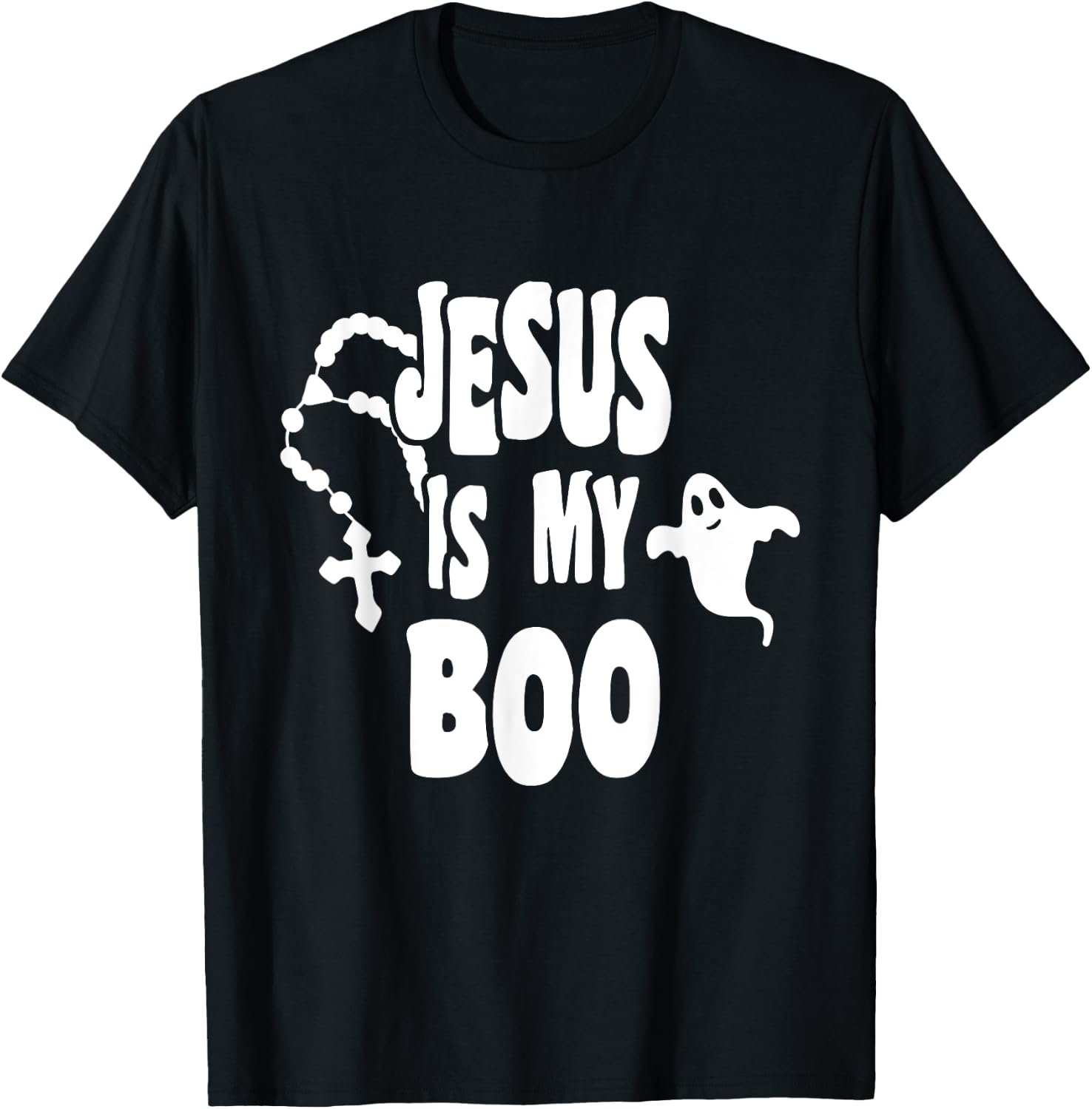 Jesus Is My Boo Ghost Christian Funny Halloween Retro Groovy T-Shirt - T-Shirt | Black