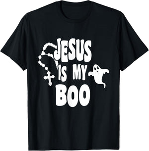 Jesus Is My Boo Ghost Christian Funny Halloween Retro Groovy T-Shirt - T-Shirt | Black