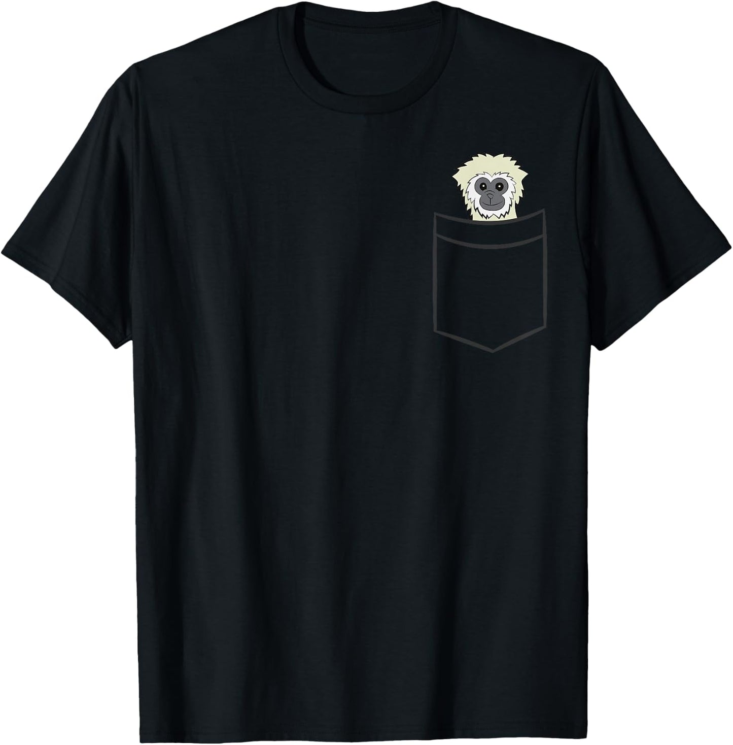 Gibbon Monkey In a Pocket Funny Pocket Gibbon T-Shirt - T-Shirt | Black