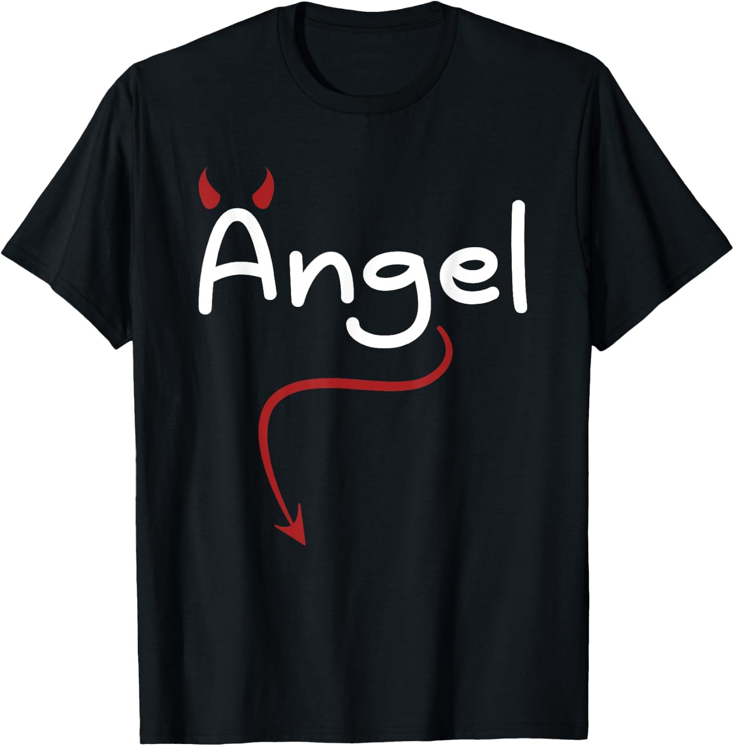 Carnival Costume Devil Angel Couple Love Funny Angel T-Shirt - T-Shirt | Black