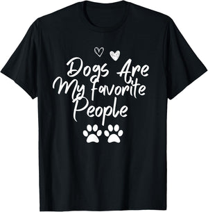Dogs are my favorite people shirt paw heart women T-Shirt - T-Shirt | Black