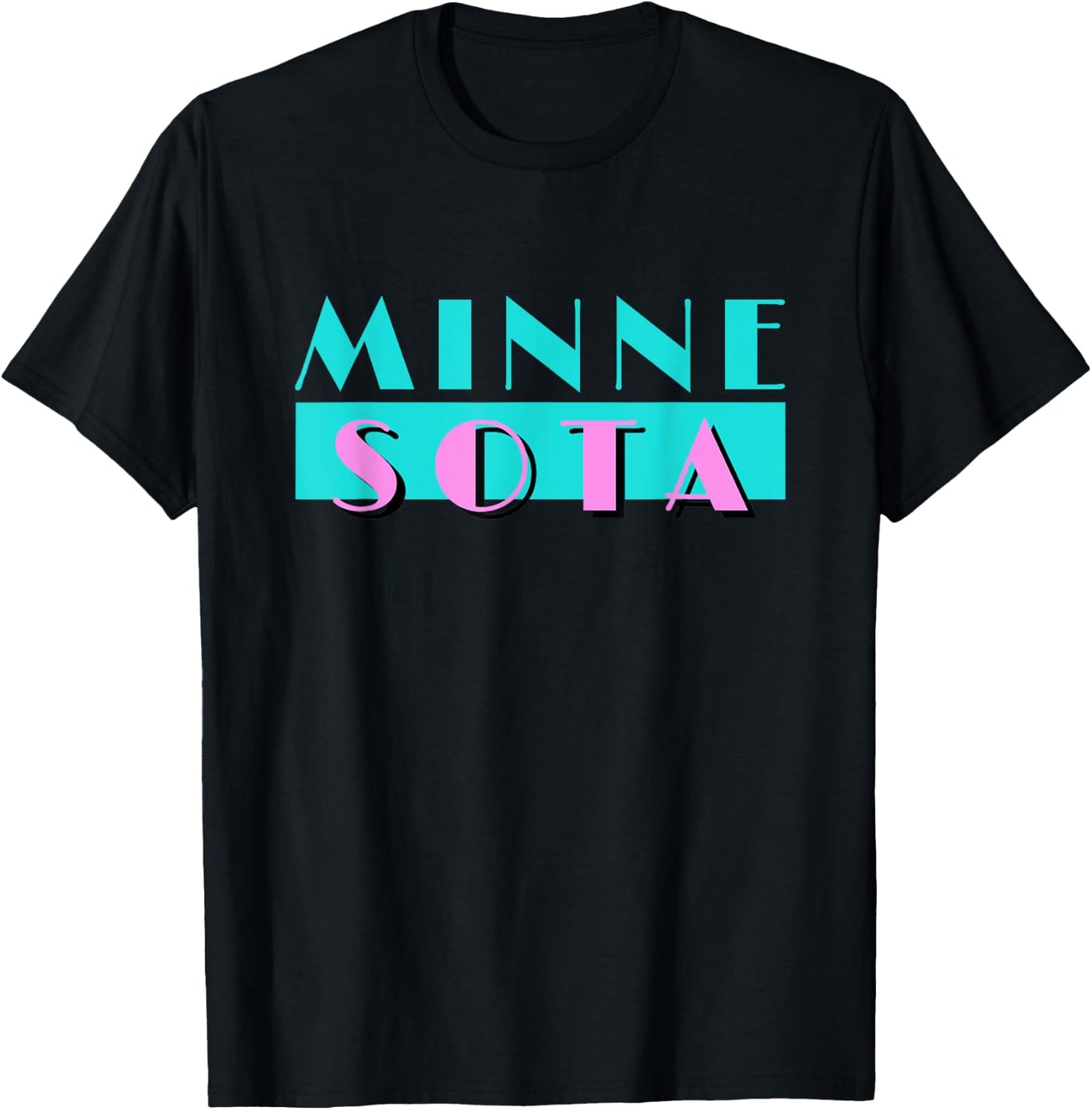 Retro Minnesota Neon Logo, Minnesotan MN State Pride Gift T-Shirt - T-Shirt | Black