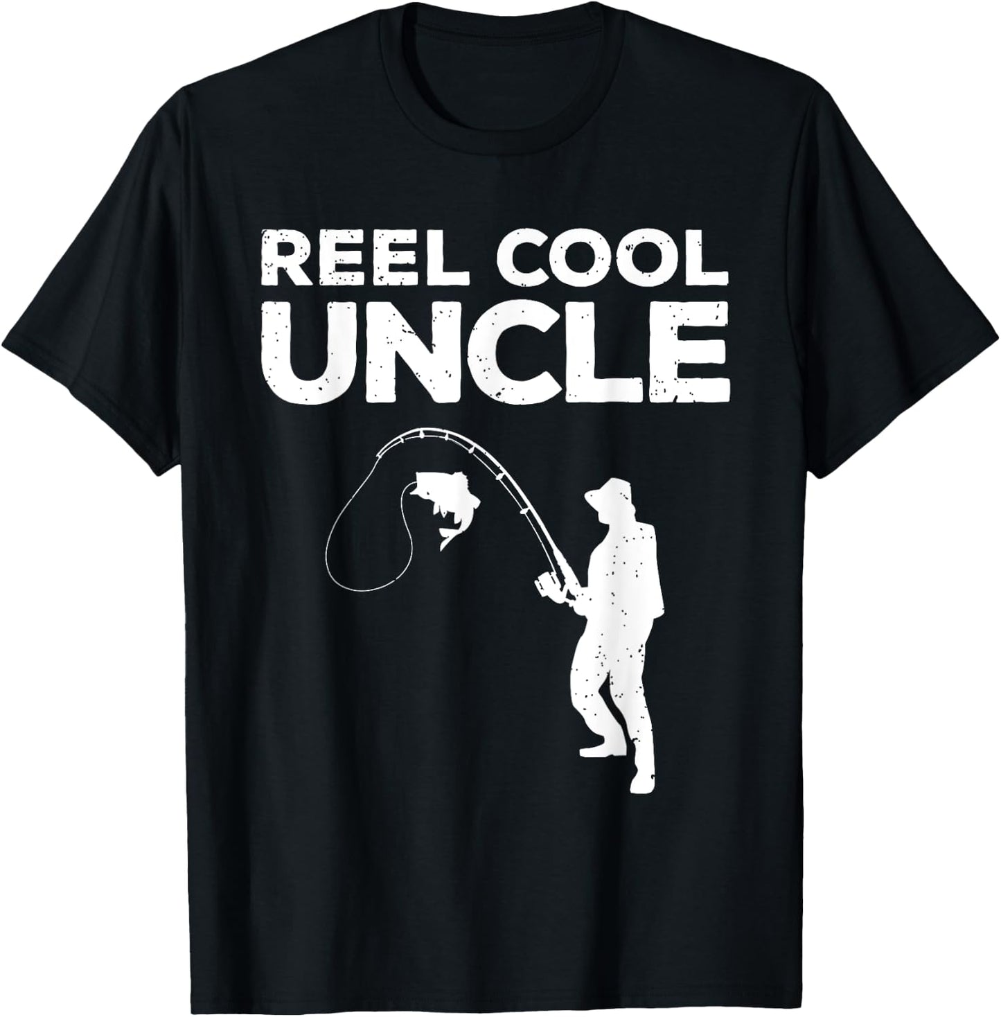Funny First Time Uncle Design Reel Fishing Lover T-Shirt - T-Shirt | Black