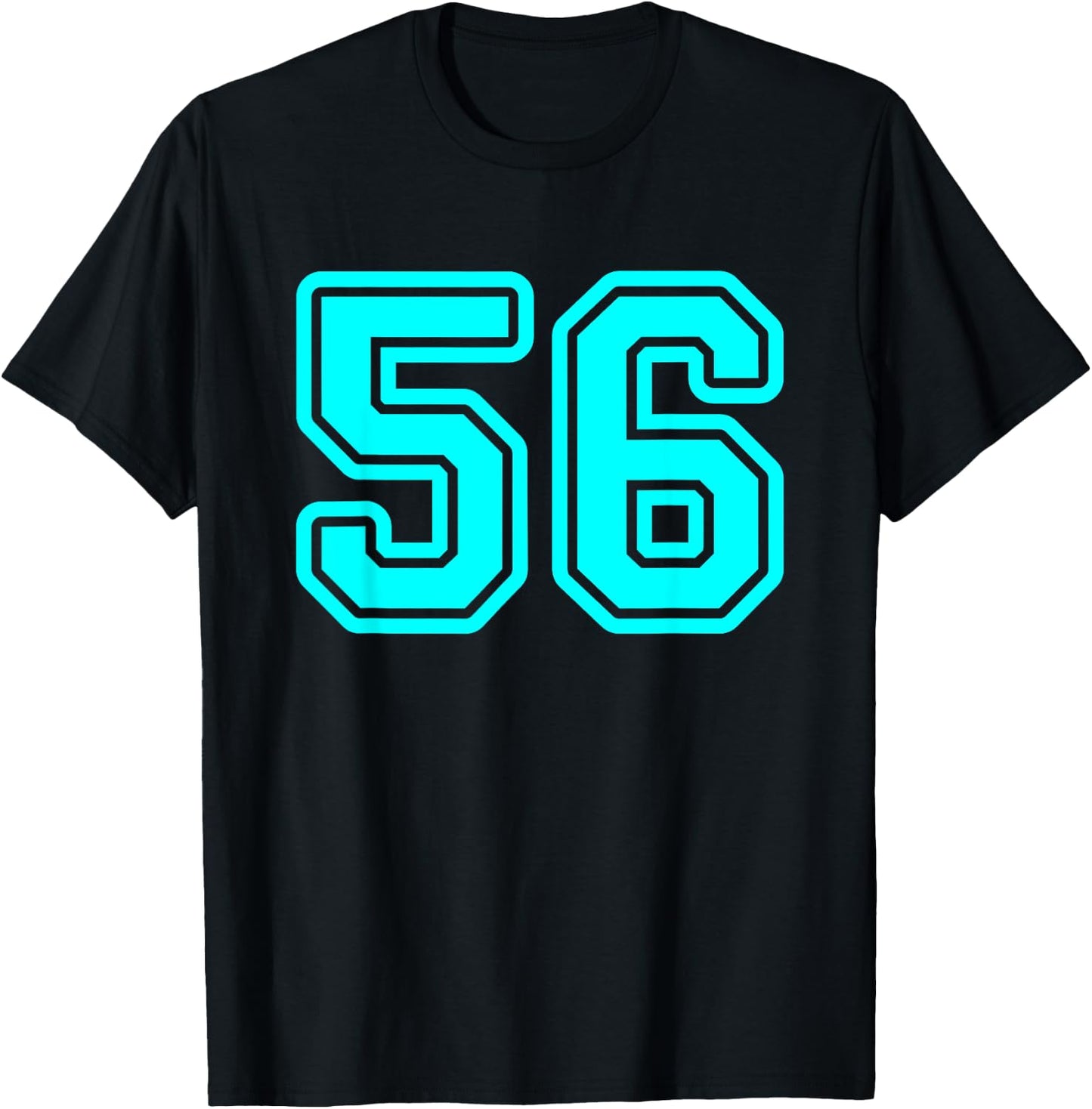 Number #56 Cyan Sport Number 56 T-Shirt - T-Shirt | Black