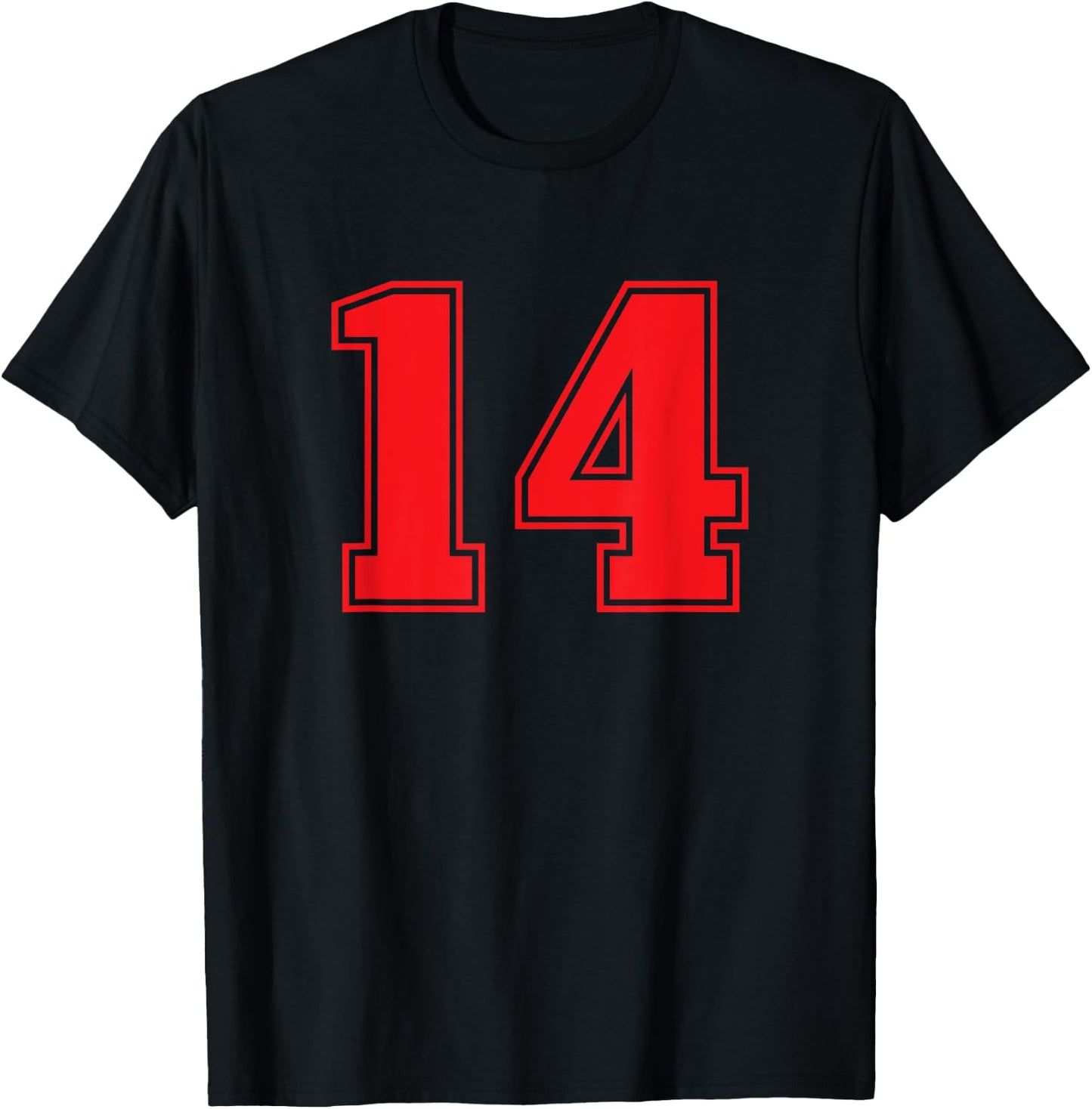 Number #14 Red Sports Jersey Lucky Number T-Shirt - T-Shirt | Black