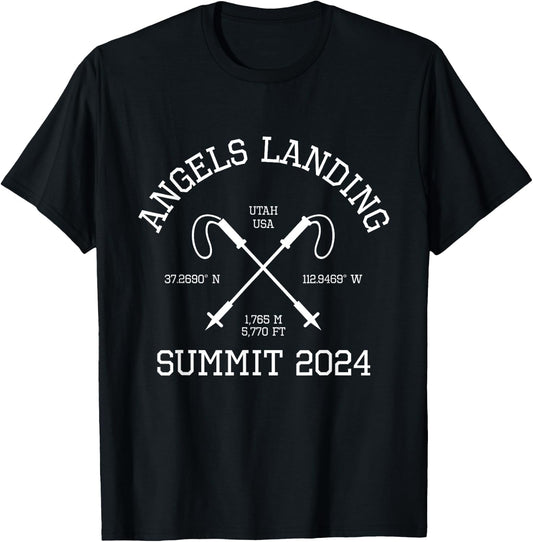 Climbed Angels Landing Summit 2024 Utah USA Hike Hiking T-Shirt - T-Shirt | Black