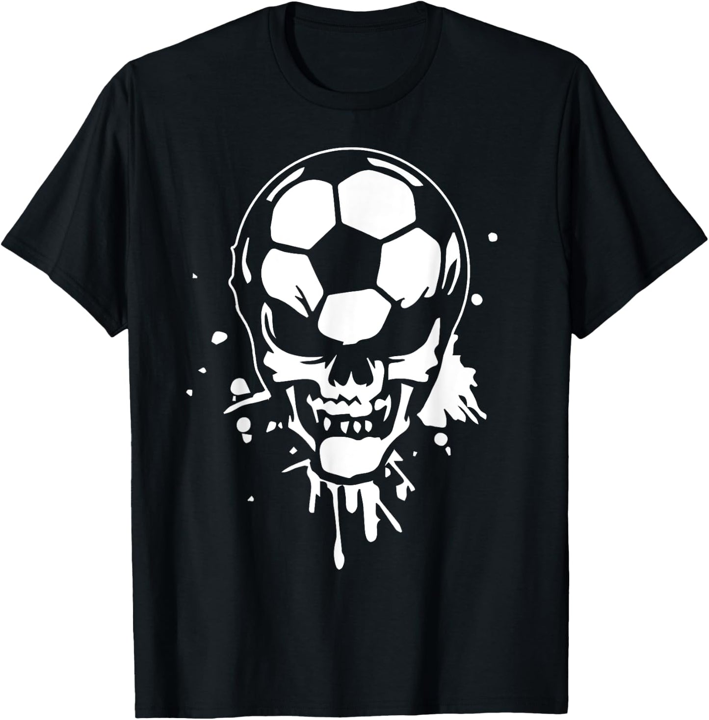 Soccer Skeleton Funny Player Halloween Skull Hallows' Day T-Shirt - T-Shirt | Black