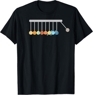 Nerdy Funny Planets Newton's Cradle Space Science Teacher Women Kids T-Shirt - T-Shirt | Black