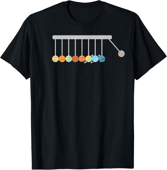 Nerdy Funny Planets Newton's Cradle Space Science Teacher Women Kids T-Shirt - T-Shirt | Black