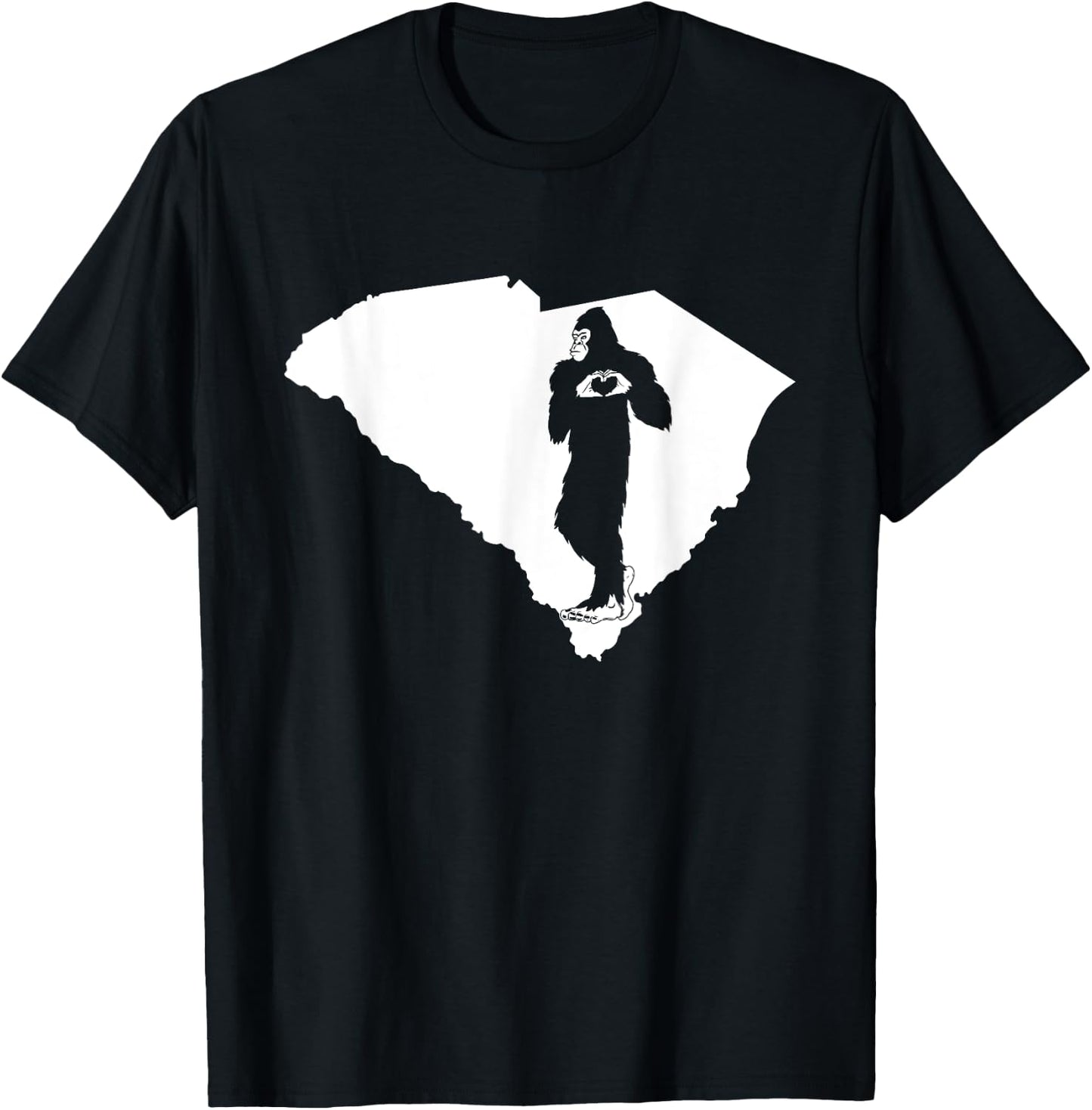 Bigfoot South Carolina State Pride Funny Sasquatch Love Map T-Shirt - T-Shirt | Black