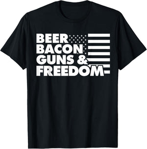 Beer Bacon Guns and Freedom T-Shirt - T-Shirt | Black