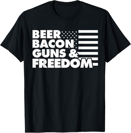 Beer Bacon Guns and Freedom T-Shirt - T-Shirt | Black