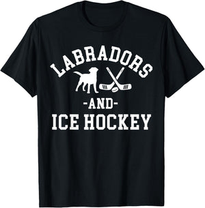 Black Yellow Chocolate Labs Ice Hockey Labrador Lab Mom Dad T-Shirt - T-Shirt | Black