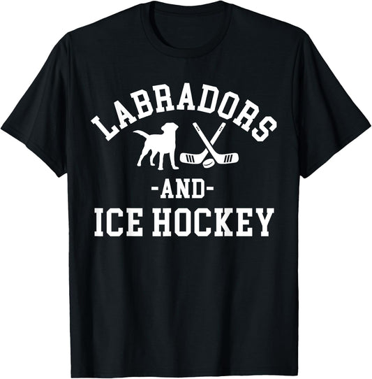 Black Yellow Chocolate Labs Ice Hockey Labrador Lab Mom Dad T-Shirt - T-Shirt | Black