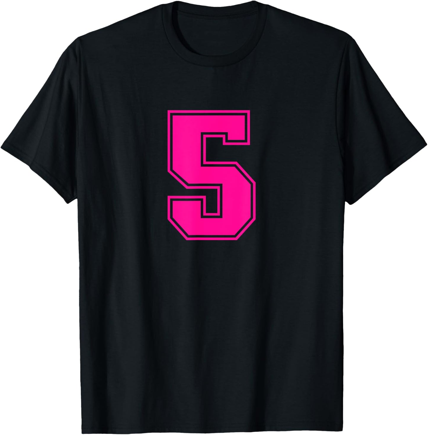 Number #5 Pink Sports Fan Jersey Number T-Shirt - T-Shirt | Black