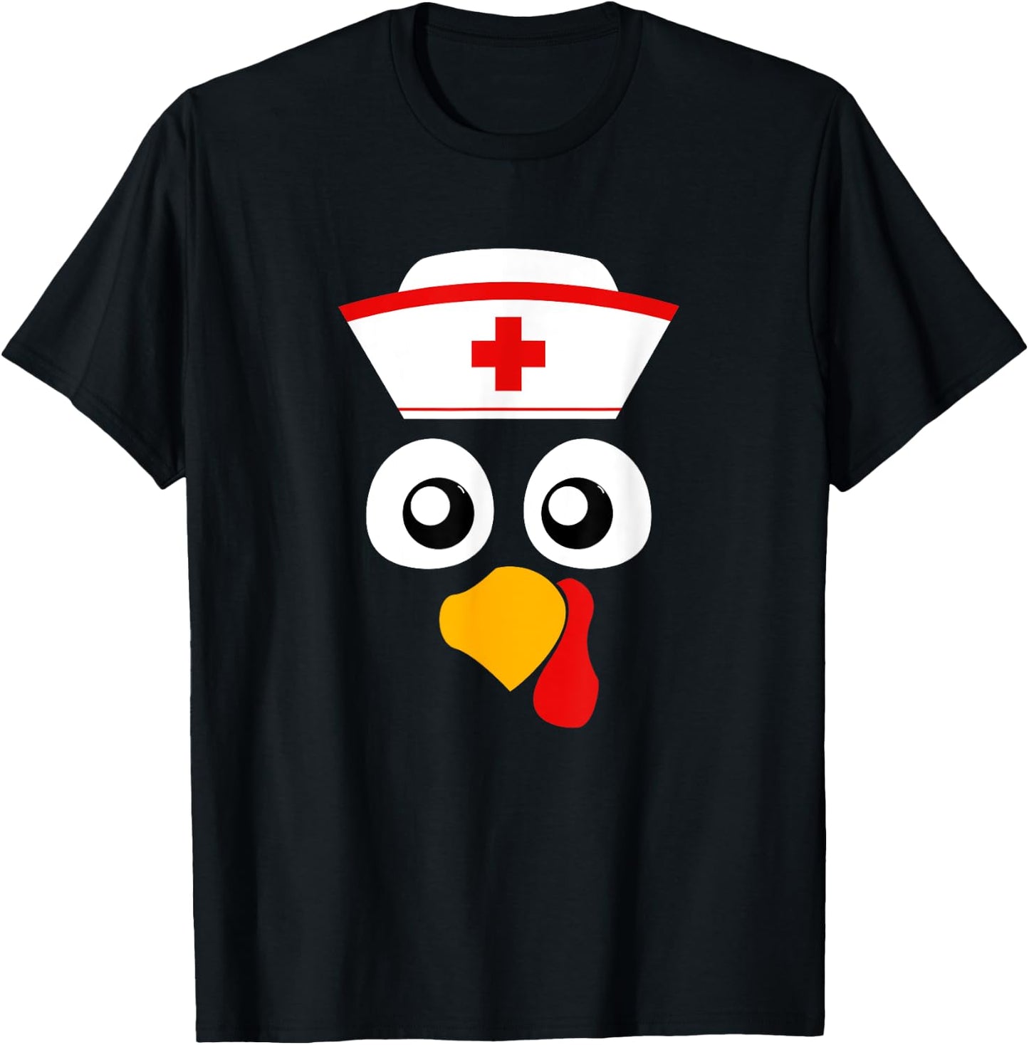 Cute Nurse Turkey Face, Nurses Cap for Thanksgiving party T-Shirt - T-Shirt | Black