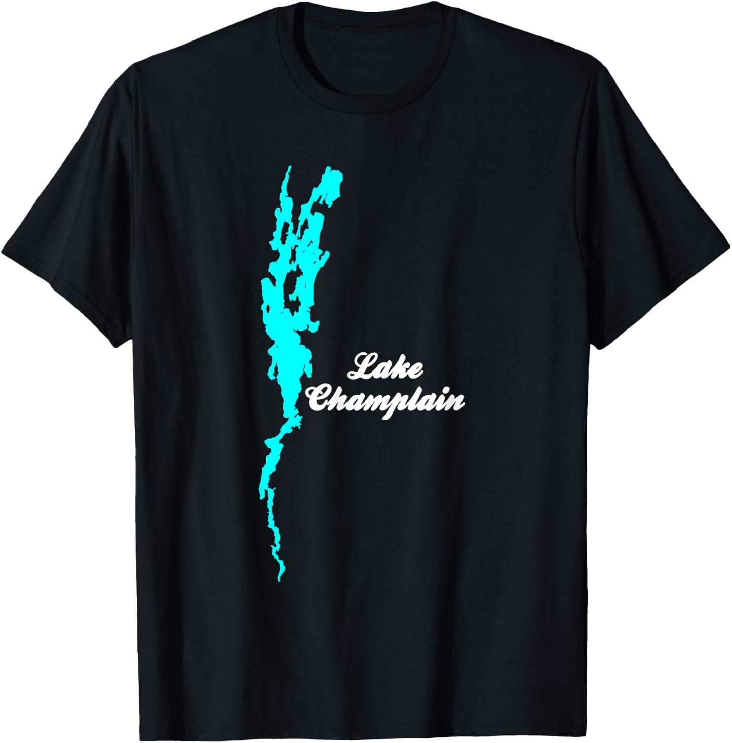 Minimalist Lake Champlain, New York and Vermont T-Shirt - T-Shirt | Black