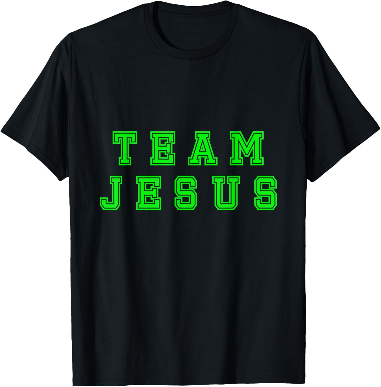 Lime green text Team Jesus Christian Athletic sports faith T-Shirt - T-Shirt | Black