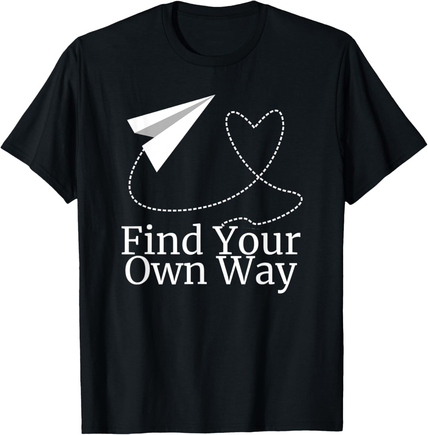 Find Your Own Way Airplane Heart Path T-Shirt - T-Shirt | Black