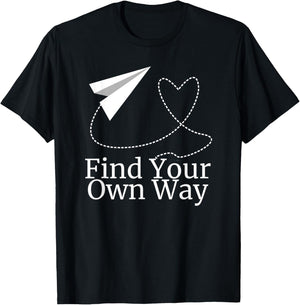 Find Your Own Way Airplane Heart Path T-Shirt - T-Shirt | Black