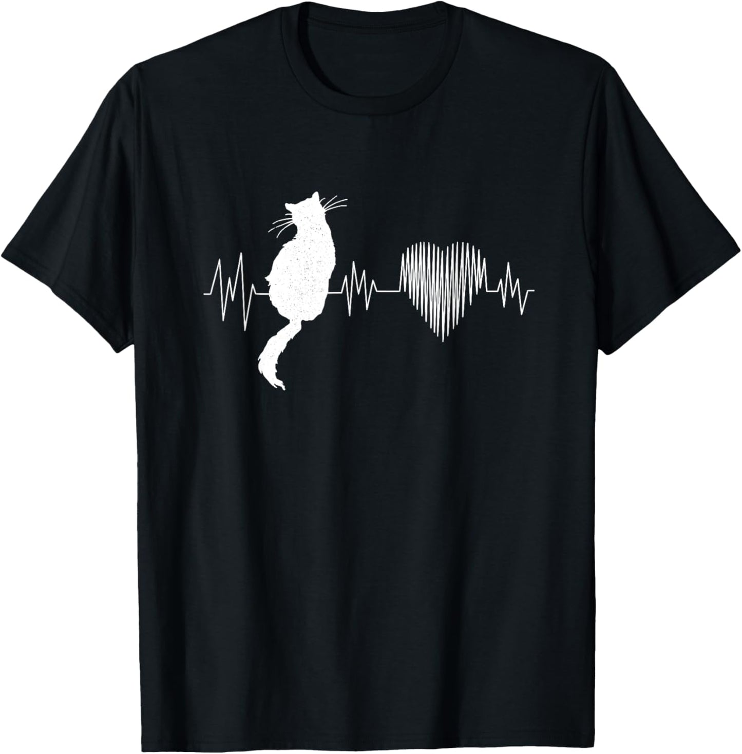 Funny Cat Shirts , Meowy Cute Cat Lover Heartbeat T-Shirt - T-Shirt | Black
