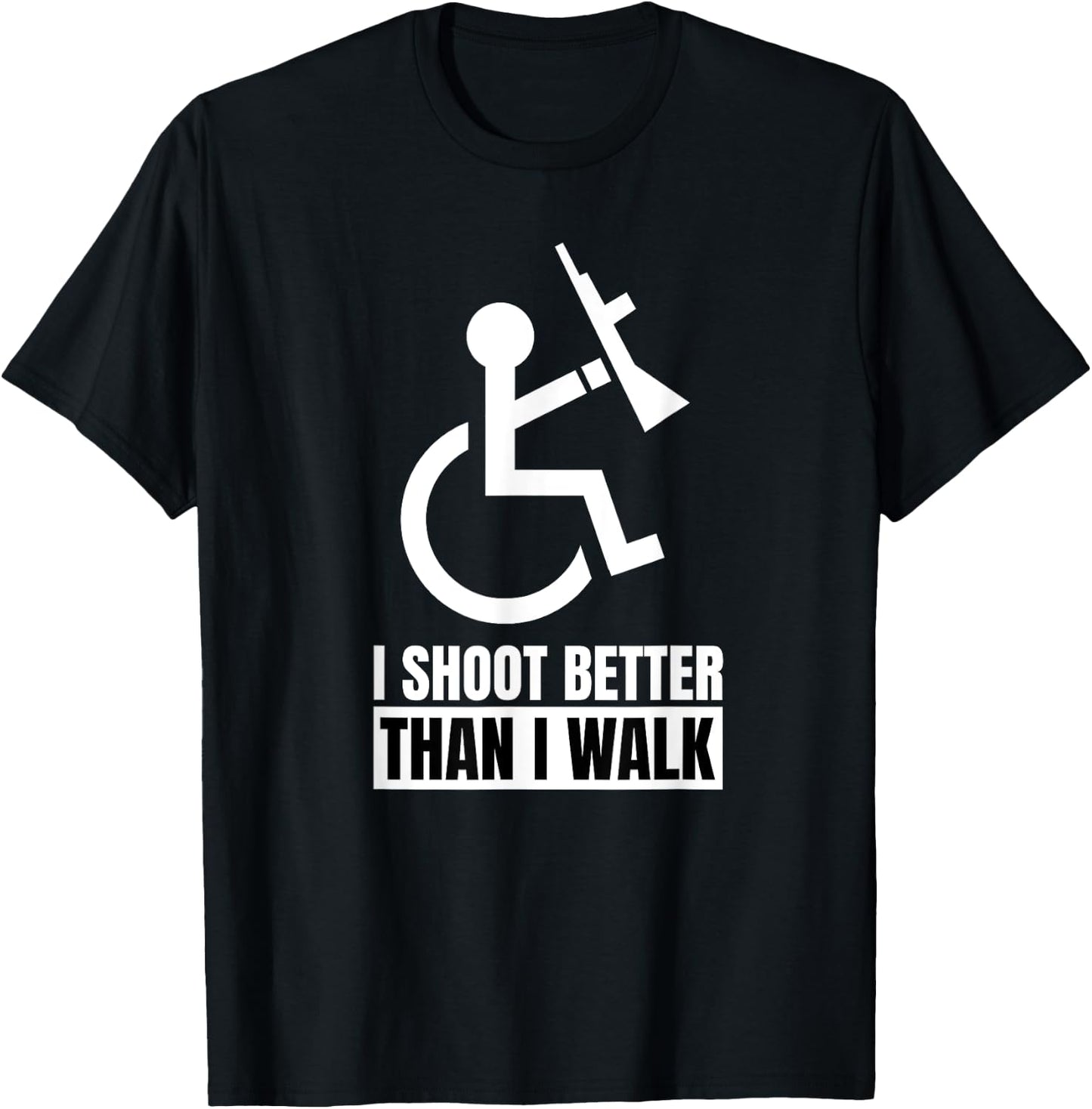 Disabled Veteran Gun Owner Military Soldier Wheelchair User T-Shirt - T-Shirt | Black