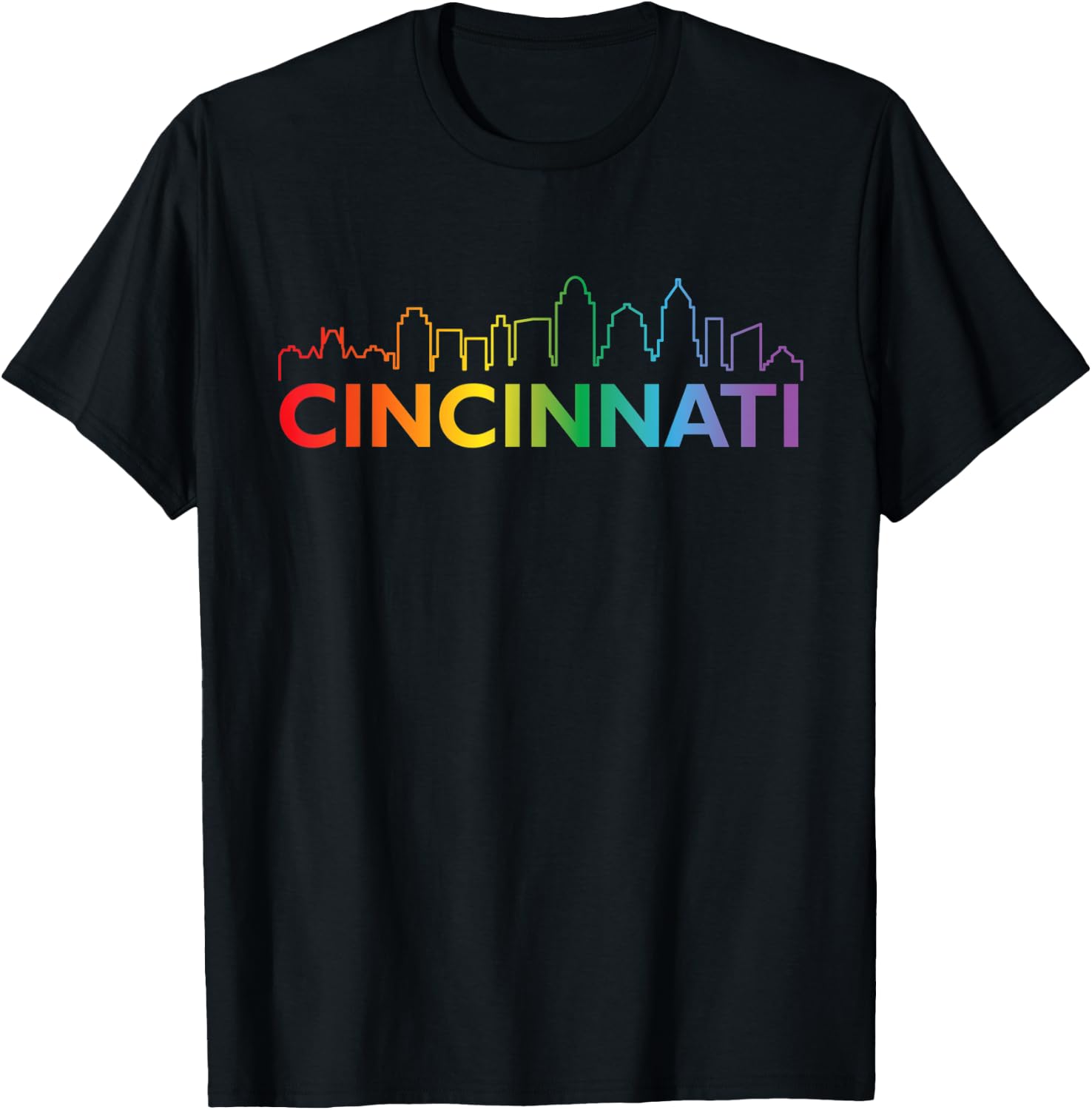 Rainbow Cincinnati Ohio City Skyline vintage travel souvenir T-Shirt - T-Shirt | Black