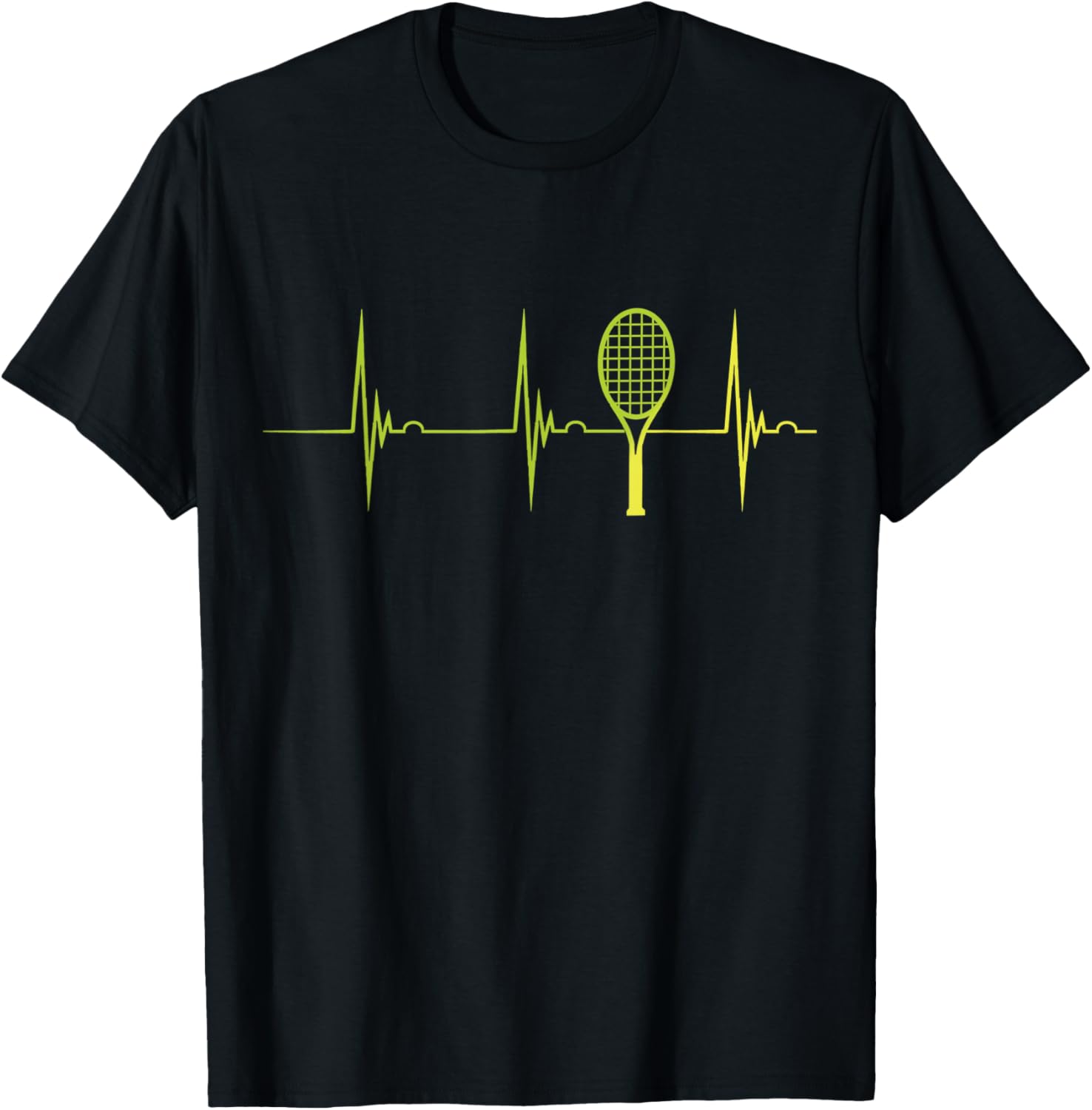 Tennis Lover Heartbeat EKG Pulse Cardio Tennis Player T-Shirt - T-Shirt | Black
