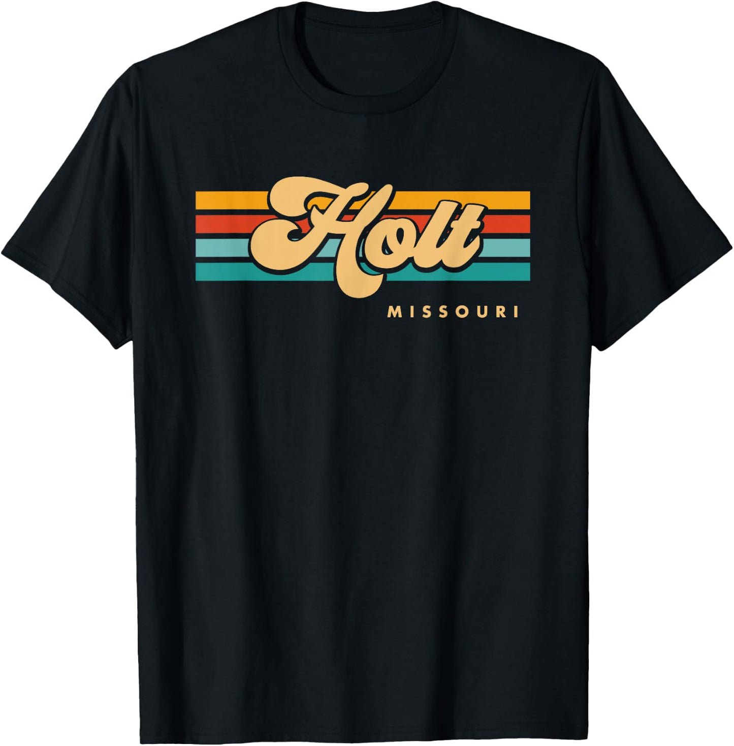 Vintage Sunset Stripes Holt, Missouri T-Shirt - T-Shirt | Black