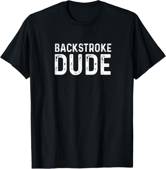 Backstroke Swimming Dude Distressed Swim Swimmer Pool T-Shirt - T-Shirt | Black