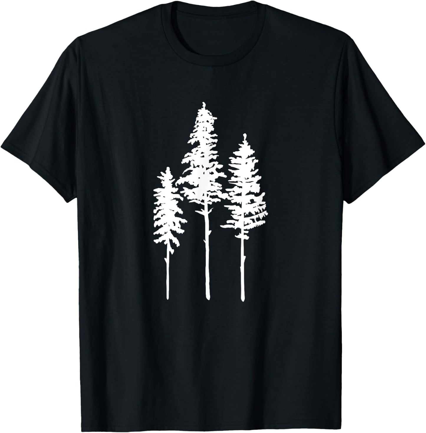 Skinny Pine Tree Graphic Funny Summer Hiking Nature Lover Women Kids T-Shirt - T-Shirt | Black