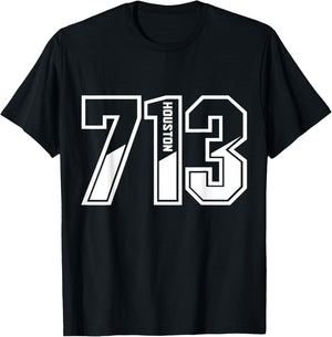 Houston Texas 713 Area Code Pride Vintage T-Shirt - T-Shirt | Black