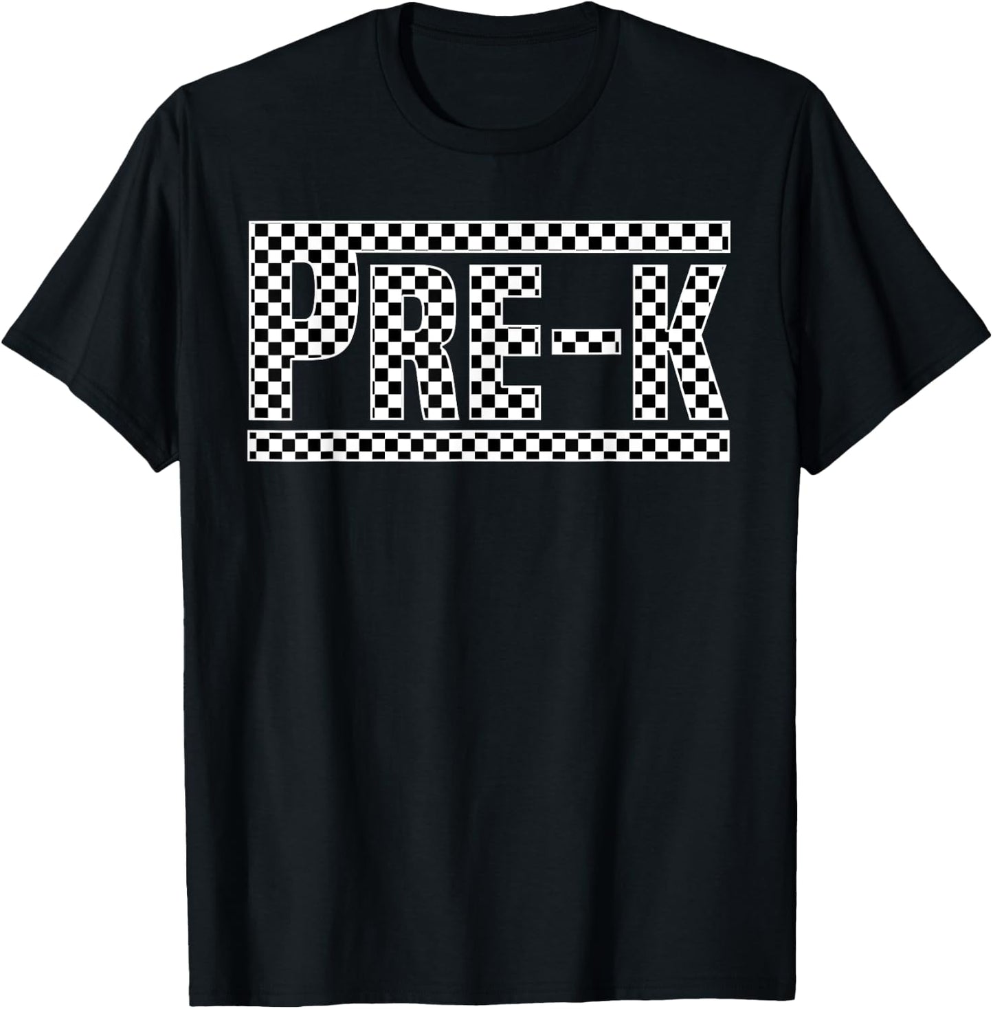 Checkered Pre-k Back to School Boy Girls Kids Teacher T-Shirt - T-Shirt | Black