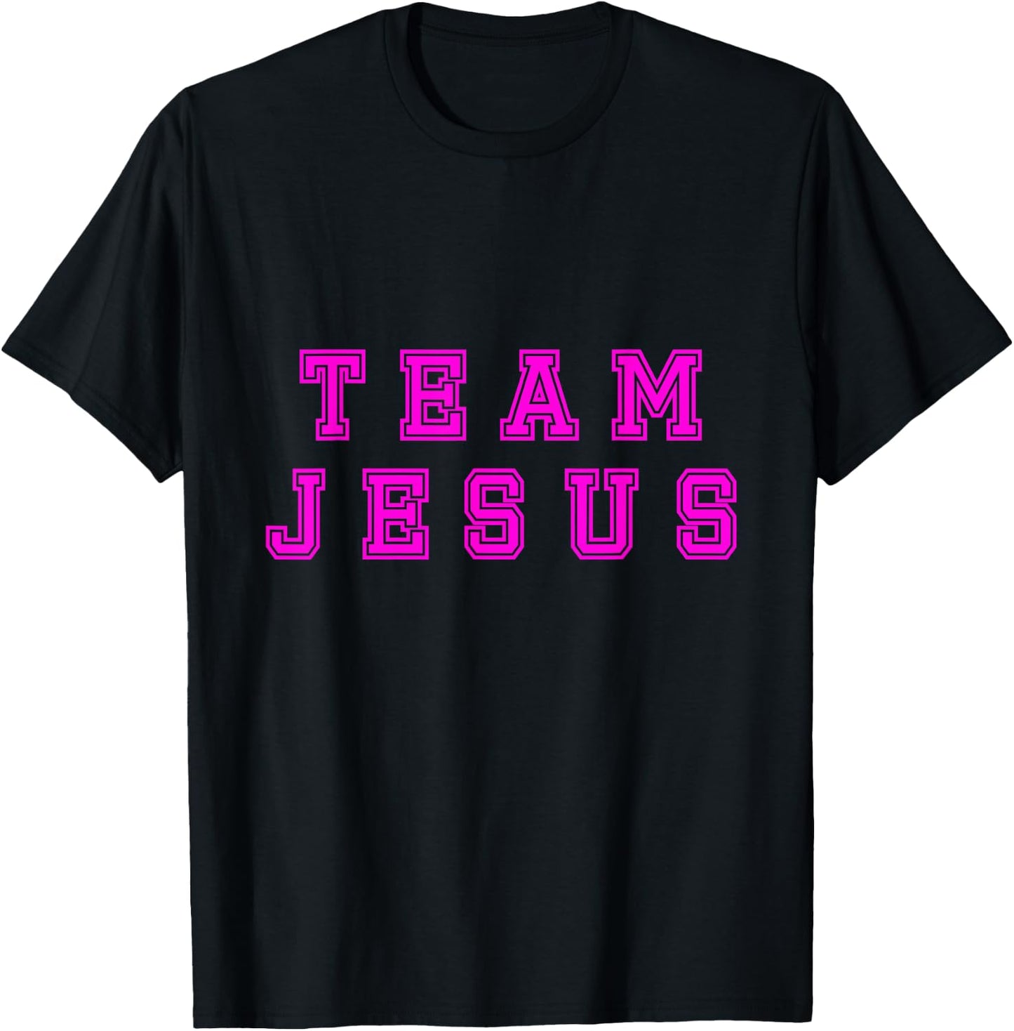Fuchsia text Team Jesus Christian Athletic sports faith T-Shirt - T-Shirt | Black