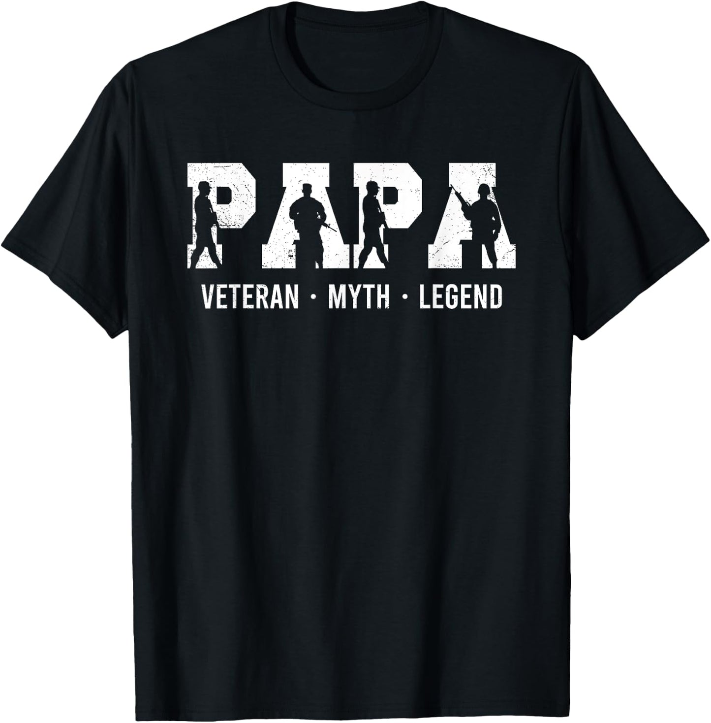 Papa Veteran Myth Legend Shirt Funny Father's Day T-Shirt - T-Shirt | Black