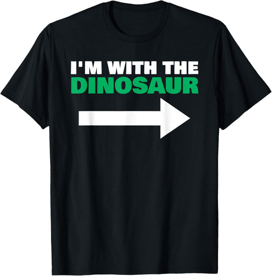 I'm With The Dinosaur Fun Matching Halloween Couple Costume T-Shirt - T-Shirt | Black