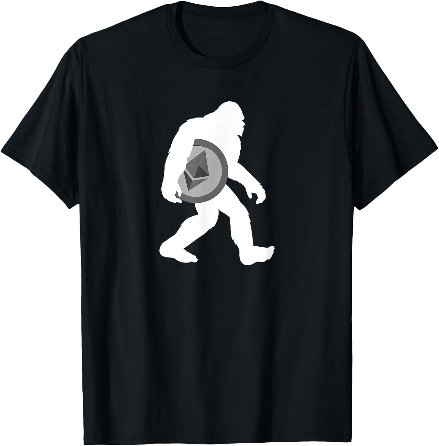 Ethereum Bigfoot holding Ethereum T-Shirt - T-Shirt | Black