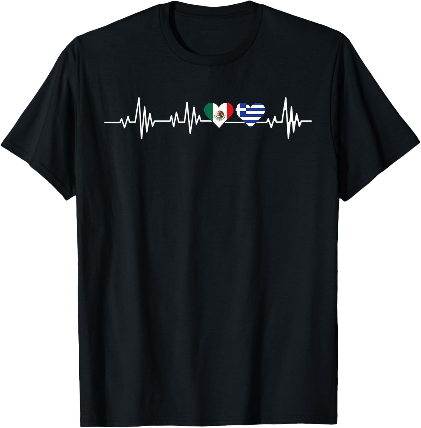 mexican and greek hearts Mexico Greece T-Shirt - T-Shirt | Black