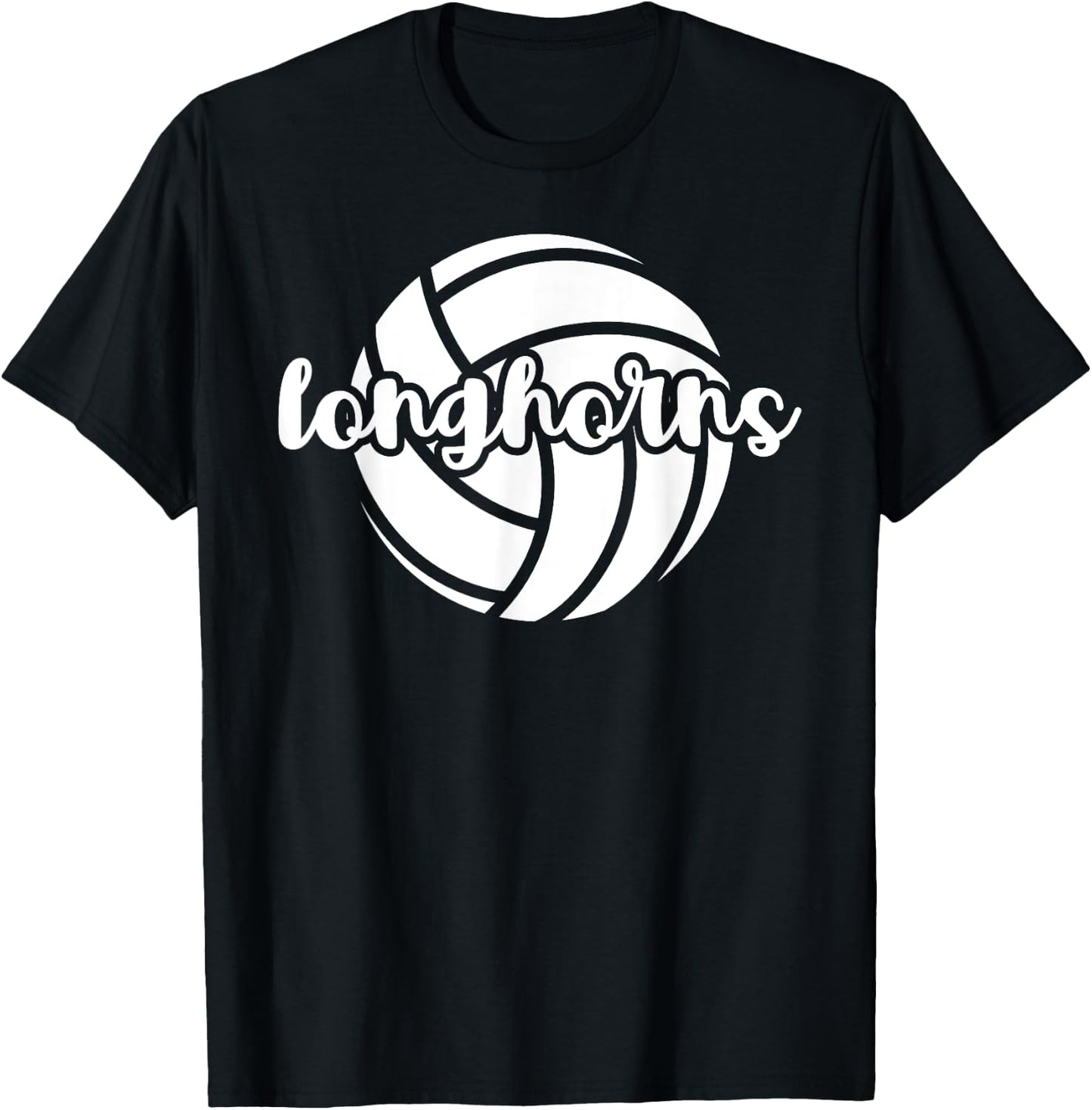 Longhorns Volleyball Team Mascot School Spirit Game Night T-Shirt - T-Shirt | Black