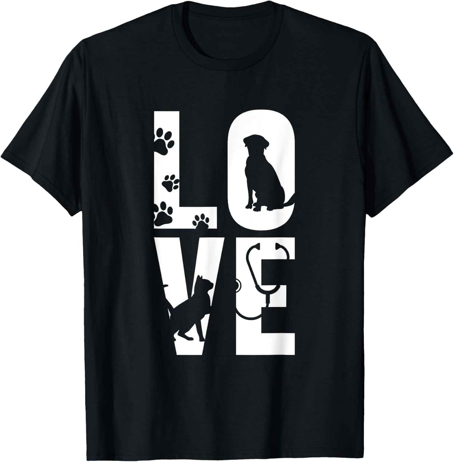 Cute Vet Tech LVT Love Animals Veterinary Technician Dog Cat Women T-Shirt - T-Shirt | Black