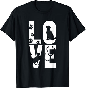 Cute Vet Tech LVT Love Animals Veterinary Technician Dog Cat Women T-Shirt - T-Shirt | Black