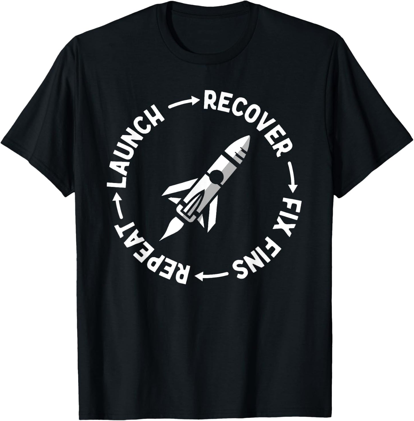 Model Rocket Rocketry Funny Launch and Crash T-Shirt - T-Shirt | Black