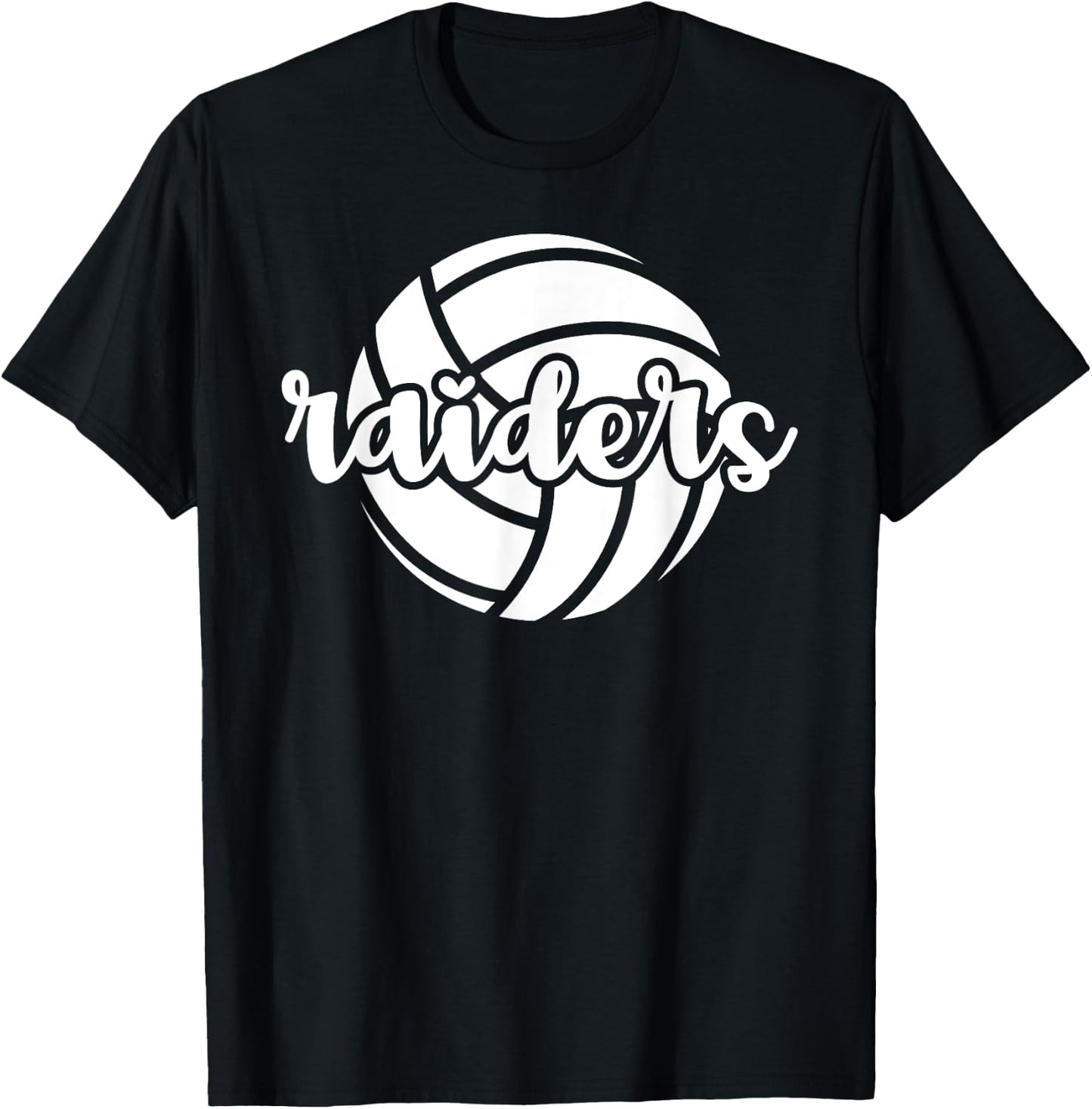 Raiders Volleyball Team Mascot School Spirit Game Night T-Shirt - T-Shirt | Black