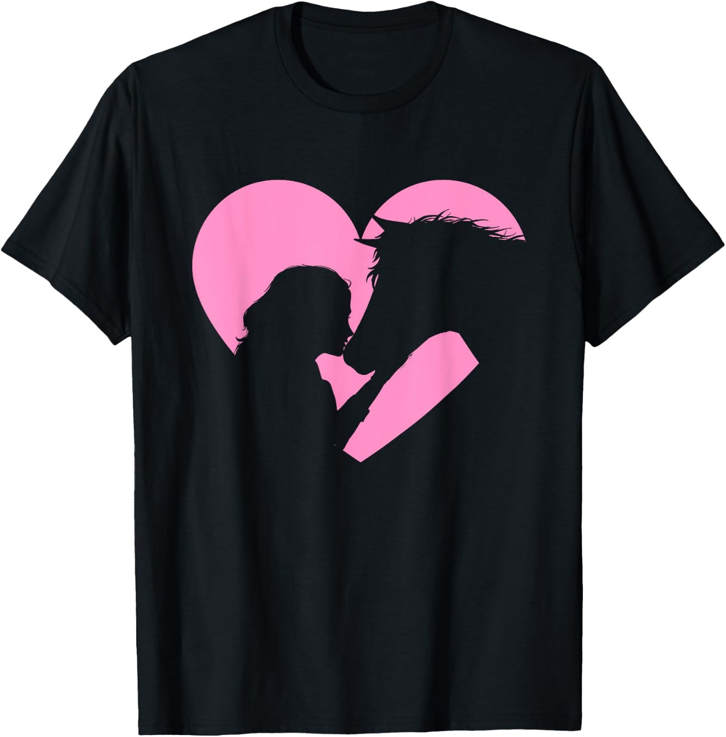 Horse Lover - Girl Kissing Horses Horseman Horseback Riding T-Shirt - T-Shirt | Black