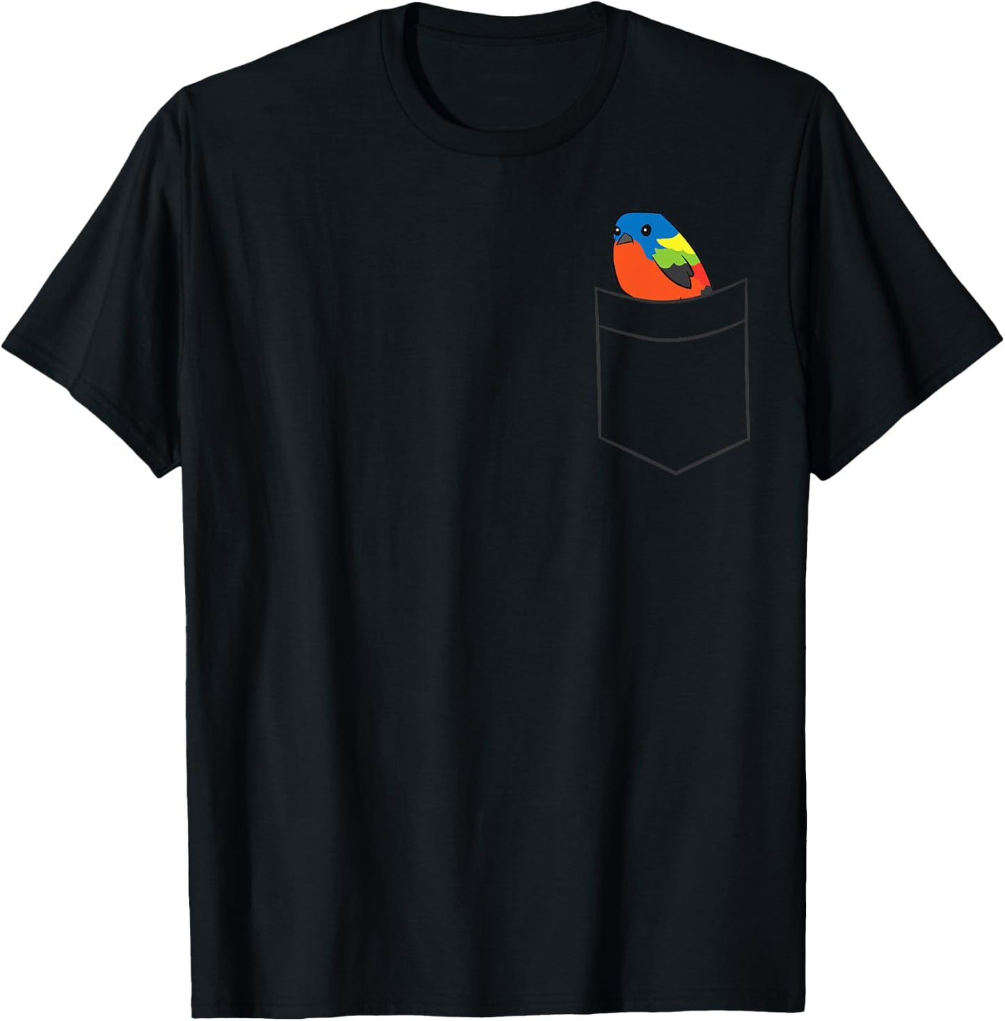 Painted Bunting Bird Cute Painted Bunting In a Pocket T-Shirt - T-Shirt | Black