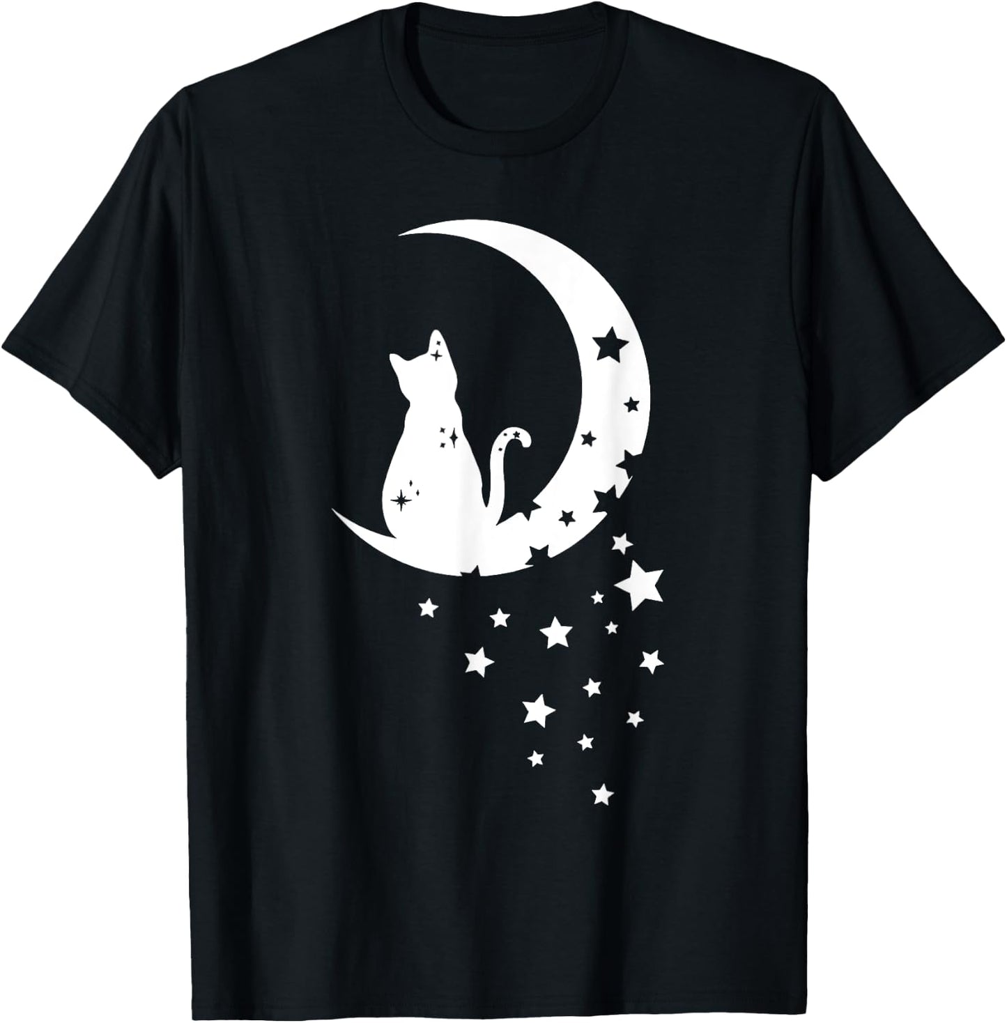 Cat Moon Star For Cat Lovers Kid Men Women T-Shirt - T-Shirt | Black