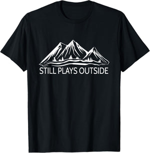 Hiking & Nature Forest Scene with Mountain Still Plays Outside Hiking and Camping , Green, Small T-Shirt - T-Shirt | Black