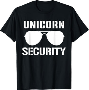Halloween Dad Mom Daughter Adult Costume, Unicorn Security T-Shirt - T-Shirt | Black